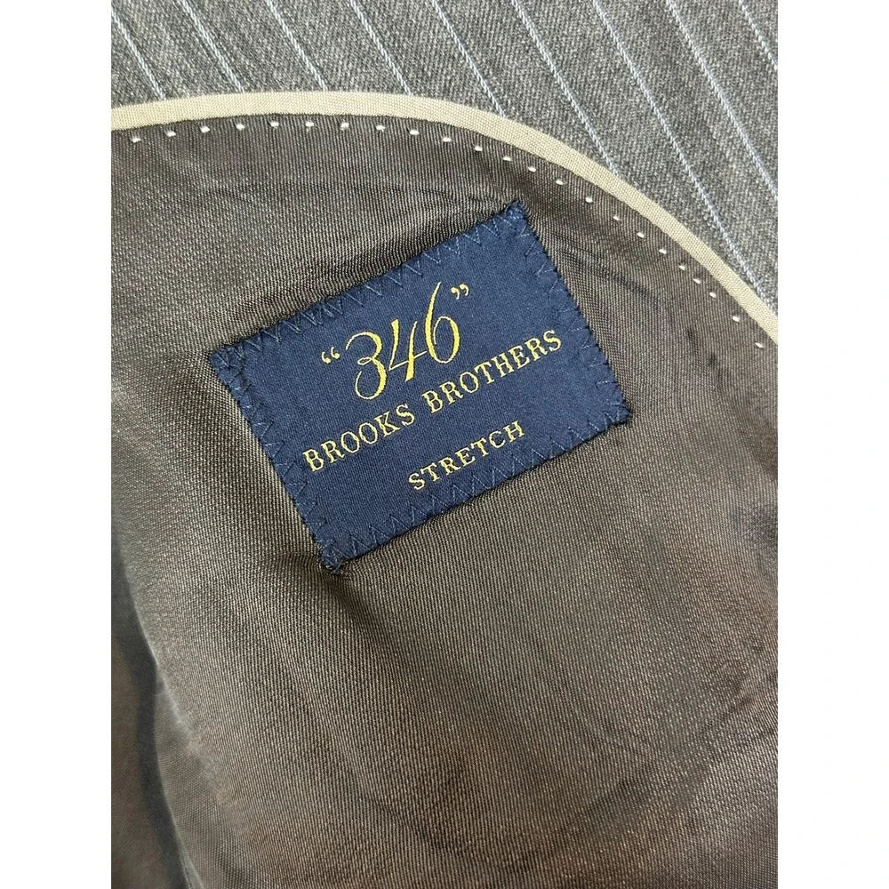 Brooks Brothers 346 Stretch Blazer 42R Charcoal Gray Pinstripe Wool Lycra